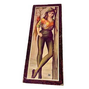 VTG 60s MCM MAIO Harlequin Teen Dreams Girl Litho On Press Board Art